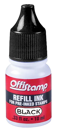 INK REFILL, FOR STAMP PADS, BLACK INK MAIN
